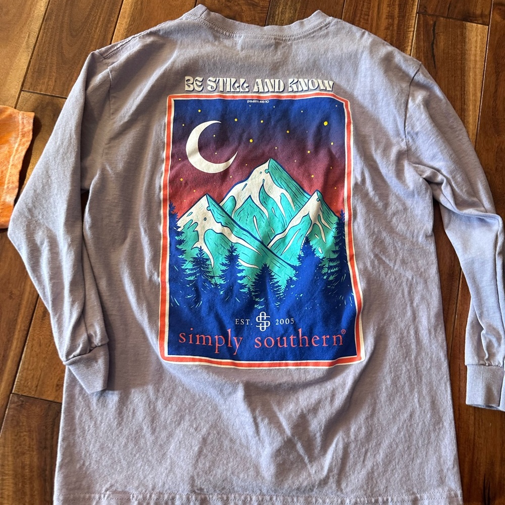 Simply southern lot of 2 youth small t-shirts ss tie-dye and ls purple. - Picture 5 of 8